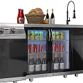 Modern Outdoor Grill With Stainless Steel Design Cooked Food Bread Basket And Beverages Refrigerator