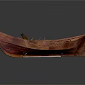 Traditional Red Wooden Water Transport Boat With Wooden Paddle And Classic Design