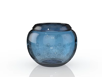 Decorative Blue Ceramic Vessel Round Spherical With Polka Dot Glossy Surface 3d model