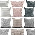 Decorative Velvet Pillows with Light Gray Pink Dark Green Quilted Diamond Striped Patterns