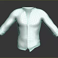 White Long Sleeve Shirt With V Neck Front Buttons And Chest Pocket