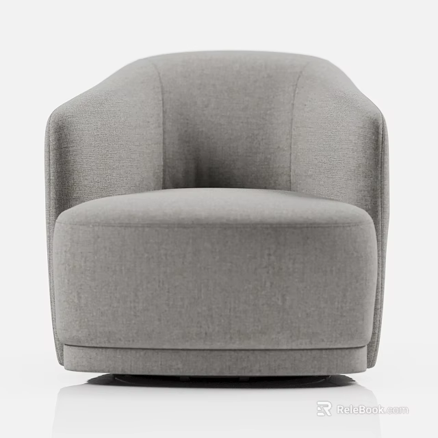Comfortable Gray Fabric Single Sofa With Modern Rounded Armrests Design 3d model