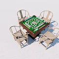 Modern Entertainment Table with Mahjong Game Green Surface and Four Chairs