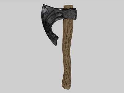 Classic Axe With Black Metal Head And Natural Wooden Handle Design 3d model