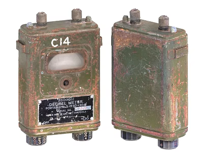 Industrial Equipment Vintage Digital Diesel Meter CI4 With Rusty Green Metal Casing Bolted Top Connections 3d model