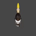 Colorful Hornbill Bird With Yellow Orange Beak And Black White Body On Dark Green Background