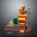 Vibrant Food Truck With Ice Cream Cone Fries Table Street Sign And Menu Board