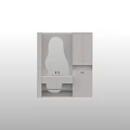Modern Bathroom Cabinet With Curved Illuminated Mirror And Light Gray Cabinets
