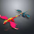 Colorful Dragons Flying And Interacting With Vibrant Red Yellow And Blue Features