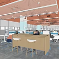 Modern open office collaboration area 3d model