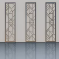 Hinged Doors With Geometric Patterns Metal Frames And Glass For Modern Interior 3d model