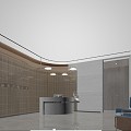 Modern office lobby service desk background wall 3d model