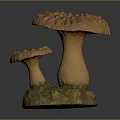 Two Mushroom Shaped Food With Textured Surface And Green Yellow Dotted Base
