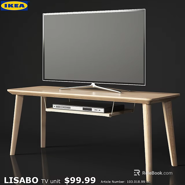 Modern Functional Wooden TV Table With Lower Shelf For Media Devices And Sturdy Structure 3d model 