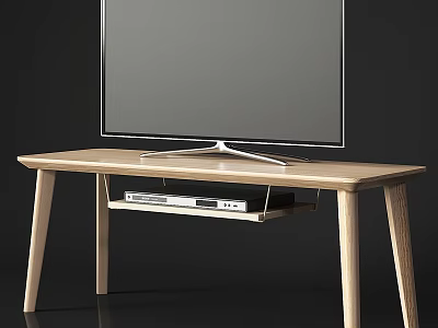 Modern Functional Wooden TV Table With Lower Shelf For Media Devices And Sturdy Structure 3d model