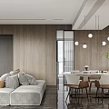 Modern Living Dining Room Interior Design With Sofa Coffee Table And Accent Chair