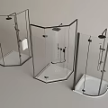 Modern Shower Head Designs In Transparent Glass Shower Enclosures With Various Shapes