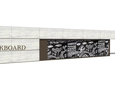 Modern landscape wall children's graffiti landscape wall 3d model