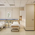 Modern Hospital Outpatient Ward Interior With Beds Cabinets And Decor