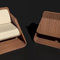 Modern Single Chair With Wooden Frame And Light Beige Cushion Design