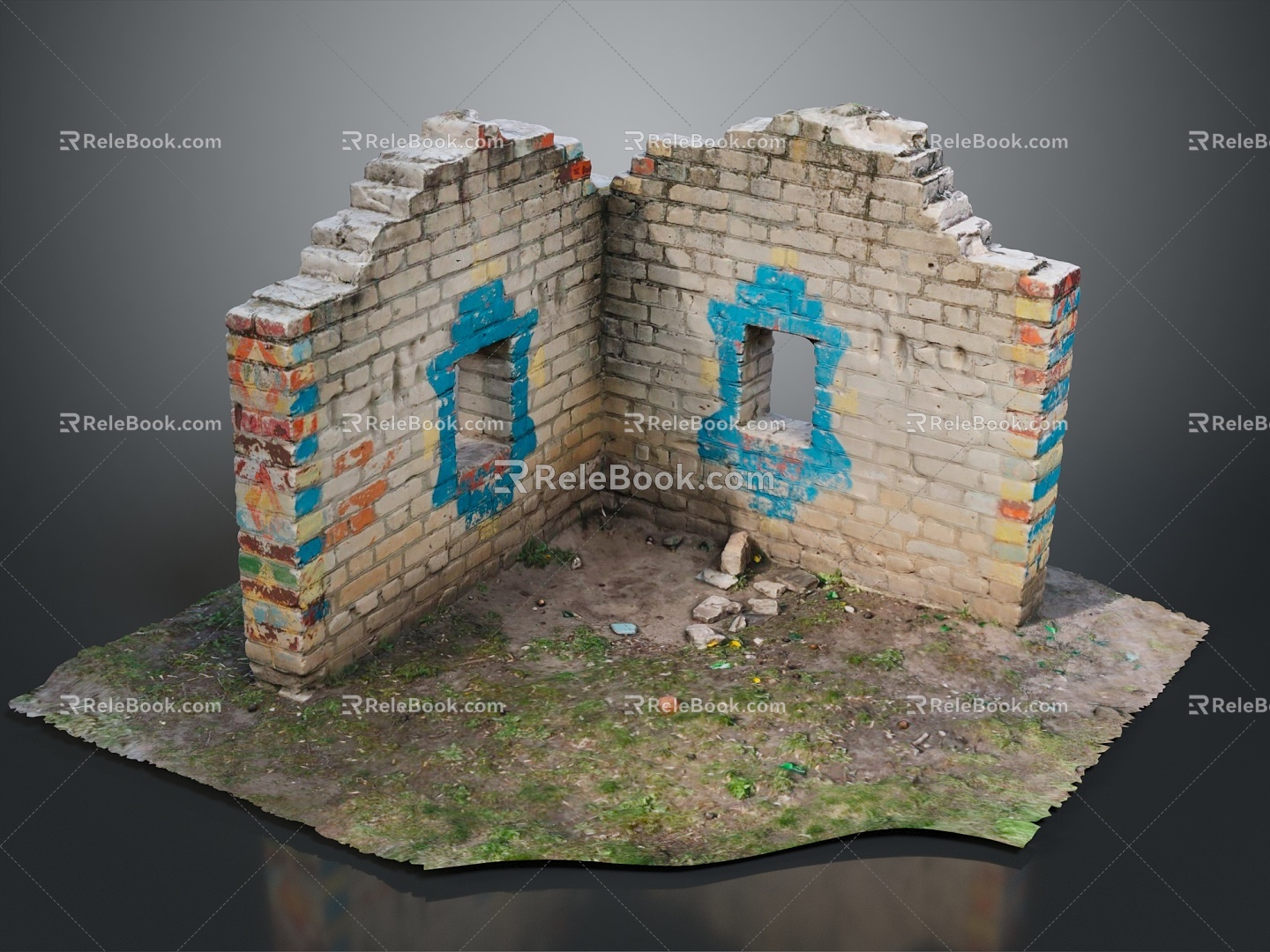 Wall brick wall red brick red brick wall old brick wall old wall outdoor articles realistic 3d model