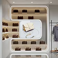 Modern Retail Store Background Wall With Bag Displays Lighting And Logo