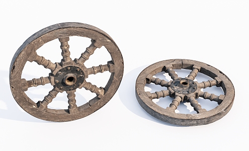 Retro Wheels Old Wooden Wheels Old Objects 3d model