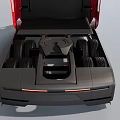 Red Tesla Semi Electric Truck With Streamlined Front Design And Modern Look
