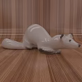 Ceramic Decorative Ornament Set Featuring White Fox Shape With Black Accents And Elegant Design
