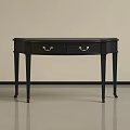 Black Side Table With Two Drawers And Golden Handles For Living Room Decor