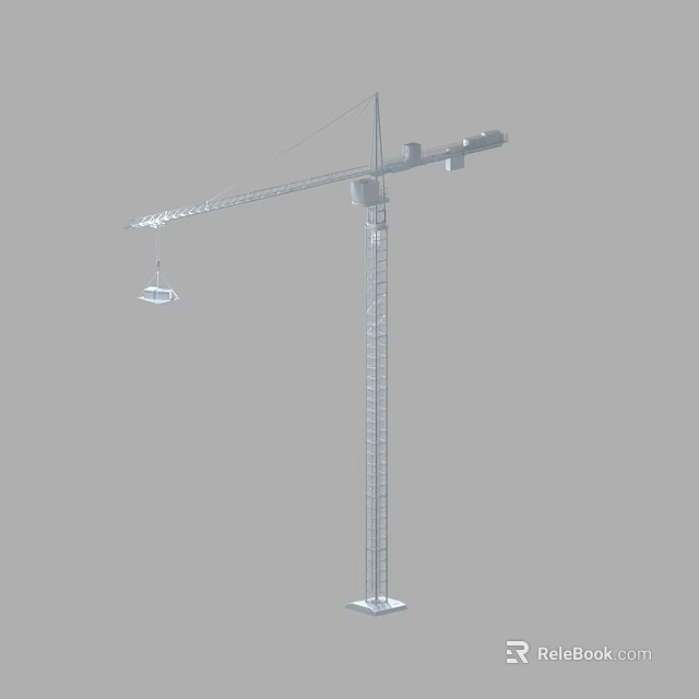 Industrial Tower Crane With Long Jib For Heavy Lifting On Construction Site 3d model 
