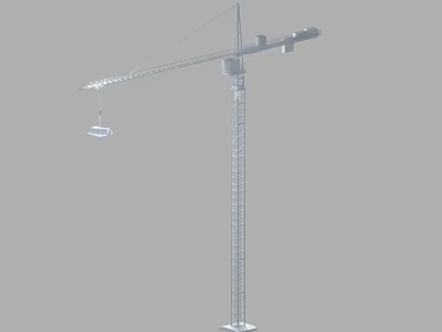 Industrial Tower Crane With Long Jib For Heavy Lifting On Construction Site 3d model