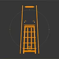 Orange Step Ladder With Handrail And Multiple Steps For Home Use