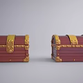Red Vintage Treasure Chests With Golden Ornate Accents And Classic Design