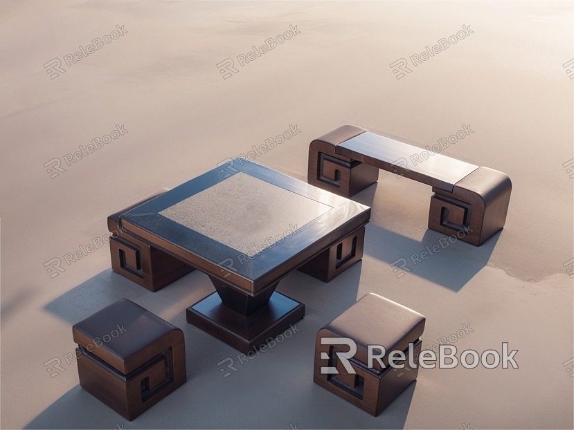 Outdoor stone tables and chairs model