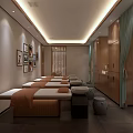 Chinese Style Beauty Hair Salon With Wooden Furniture Scalp Care And Reception Area