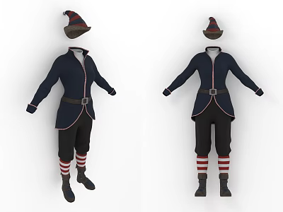 Elf Costume Christmas Costume Set Jacket Pants Socks Boots Hat Women Costume Clothes 3d model