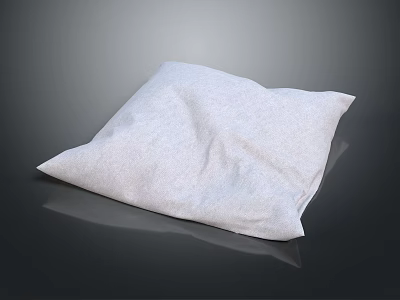 Soft White Textured Pillow on Black Smooth Surface with Gray Background 3d model