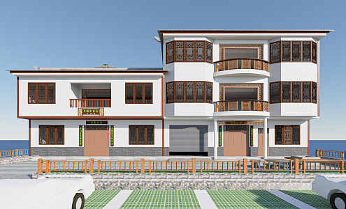 New Chinese Style Folk House Rural Folk House 3d model