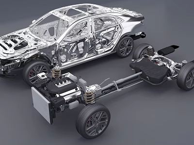 Car Chassis And Body Frame Structural Components Mechanical Design Details 3d model
