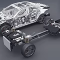 Car Chassis And Body Frame Structural Components Mechanical Design Details