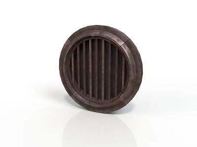 Sturdy Brown Circular Grille Equipment With Vertical Slats For Ventilation 3d model