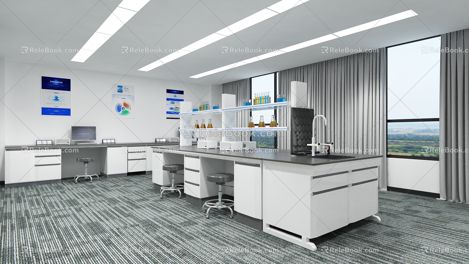 Modern laboratory laboratory exhibition hall 3d model