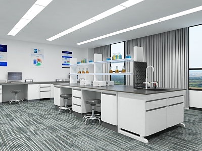 Modern laboratory exhibition hall 3d model