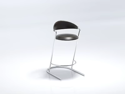 Modern Black Leather Bar Stool With Metal Frame Curved Backrest And Sleek Design 3d model