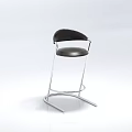 Modern Black Leather Bar Stool With Metal Frame Curved Backrest And Sleek Design