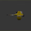 Sci Fi Spaceship 3D Model With Yellow Gray Wings Transparent Cockpit And Emblems 3d model