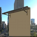 Light Colored Awning With Metal Frame On Building Side 3d model