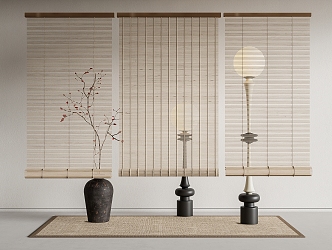 new bamboo curtain rolling curtain 3d model