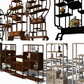 Intricate Traditional Chinese Wooden Display Shelves For Antiques And Decor Items